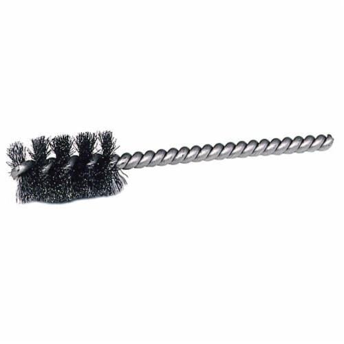 Weiler® 21282 Round Wire Power Tube Brush, 3/8 in Dia x 1 in L, 3-1/2 in OAL, 0.006 in Dia Filament/Wire, Steel Fill